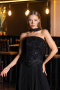 Abendkleid Lang Chiffon Schwarz ABU6436
