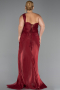 Abendkleid in Übergröße Lang Chiffon Weinrot ABU6713