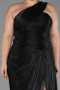 Abendkleid in Übergröße Lang Chiffon Schwarz ABU6713