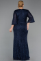 Abendkleid in Übergröße Lang Perlenbesetzt Marineblau ABU6501