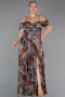 Abendkleid in Übergröße Lang Braun ABU6409