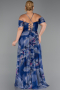 Abendkleid in Übergröße Lang Marineblau ABU6409