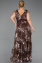 Abendkleid in Übergröße Lang Guipure Spitze Braun ABU4261