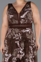 Abendkleid in Übergröße Lang Guipure Spitze Braun ABU4261