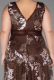 Abendkleid in Übergröße Lang Guipure Spitze Braun ABU4261