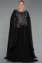 Abendkleid in Übergröße Lang Chiffon Schwarz ABU6435