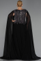 Abendkleid in Übergröße Lang Chiffon Schwarz ABU6435