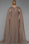 Abendkleid in Übergröße Lang Chiffon Nerzbraun ABU6435