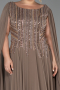 Abendkleid in Übergröße Lang Chiffon Nerzbraun ABU6435