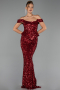 Abendkleid Lang Schuppig Weinrot ABU6359
