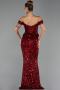 Abendkleid Lang Schuppig Weinrot ABU6359