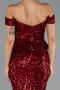 Abendkleid Lang Schuppig Weinrot ABU6359