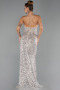 Abendkleid Lang Schuppig Beige ABU6498