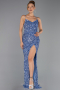 Abendkleid Lang Schuppig Indigo ABU6498