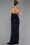 Abendkleid Lang Schuppig Marineblau ABU6498