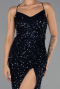 Abendkleid Lang Schuppig Marineblau ABU6498