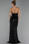 Abendkleid Lang Schuppig Schwarz ABU6498