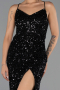 Abendkleid Lang Schuppig Schwarz ABU6498