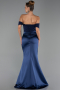Abendkleid im Meerjungfrau-Stil Lang Satin Marineblau ABU6525