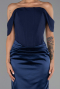 Abendkleid im Meerjungfrau-Stil Lang Satin Marineblau ABU6525