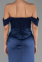 Abendkleid im Meerjungfrau-Stil Lang Satin Marineblau ABU6525