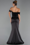 Abendkleid im Meerjungfrau-Stil Lang Satin Schwarz ABU6525