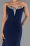 Abendkleid im Meerjungfrau-Stil Lang Marineblau ABU6526