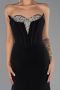 Abendkleid im Meerjungfrau-Stil Lang Schwarz ABU6526