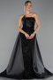 Abendkleid Lang Perlenbesetzt Schwarz ABU5511