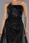 Abendkleid Lang Perlenbesetzt Schwarz ABU5511