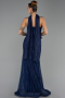 Abendkleid Lang Spitze Marineblau ABU6487