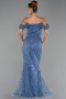 Abendkleid Lang Perlenbesetzt Indigo ABU6190