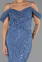 Abendkleid Lang Perlenbesetzt Indigo ABU6190