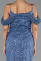 Abendkleid Lang Perlenbesetzt Indigo ABU6190