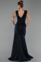 Abendkleid Lang Steinbesetzt Marineblau ABU6521