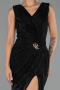 Abendkleid Lang Steinbesetzt Schwarz ABU6521