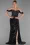 Abendkleid Lang Chiffon Schwarz ABU6496