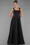 Abendkleid Lang Satin Schwarz ABU6527