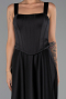 Abendkleid Lang Satin Schwarz ABU6527