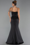 Abschlusskleid Lang Satin Schwarz ABU6499