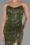 Abendkleid Lang Schuppig Khaki ABU6503