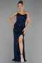 Abendkleid Lang Schuppig Marineblau ABU6503
