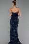 Abendkleid Lang Schuppig Marineblau ABU6503
