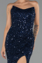 Abendkleid Lang Schuppig Marineblau ABU6503