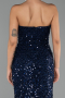 Abendkleid Lang Schuppig Marineblau ABU6503