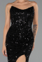Abendkleid Lang Schuppig Schwarz ABU6503