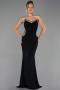Abendkleid im Meerjungfrau-Stil Lang Schwarz ABU6505