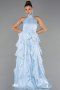Abschlusskleid Lang Chiffon Eisblau ABU6227