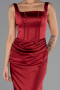 Abschlusskleid Lang Satin Weinrot ABU6542