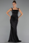 Abschlusskleid Lang Satin Schwarz ABU6542